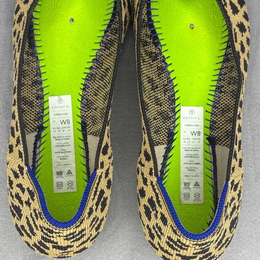Rothy’s Leopard Print Pointed Flats Brown Black Knit Size 8 - Picture 3 of 9